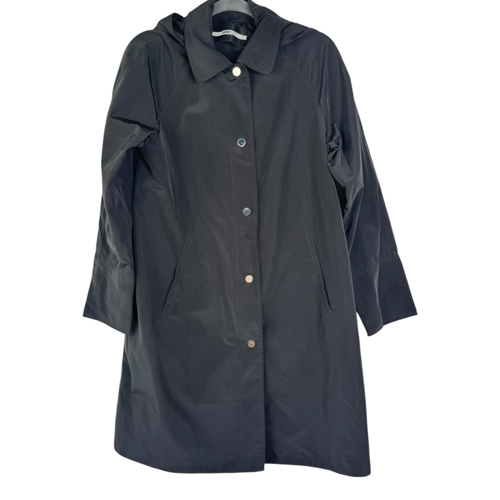 JANE POST NYC Double Layered Trench Raincoat Waterproof Black Medium M Chic Rain